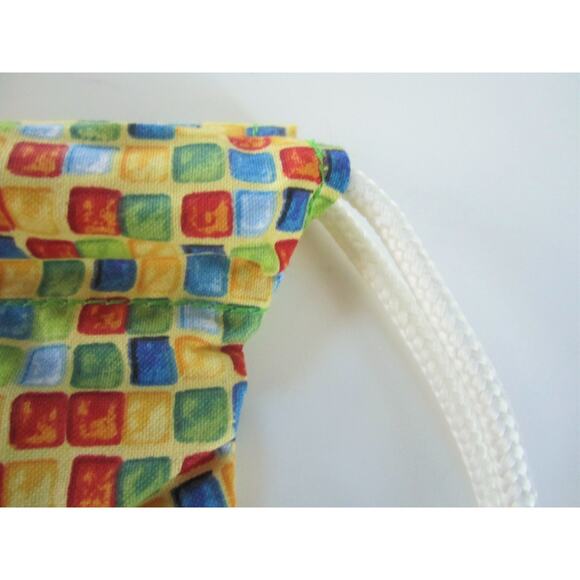 Multi Colored Squares Drawstring Backpack library bag travel bag - Picture 2 of 5